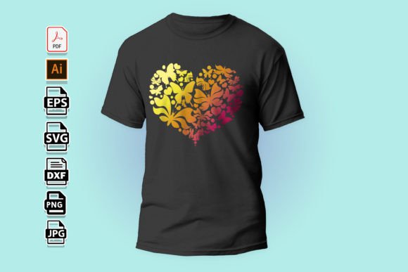 Butterfly in Heart Graphic for T-Shirt Designs