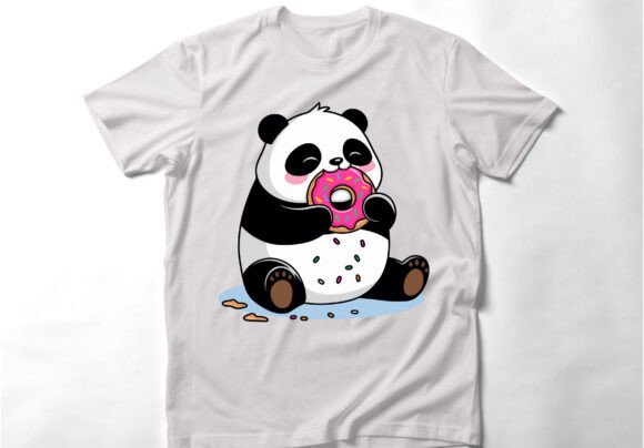 Cute Panda Eating Donut Graphics & T-Shirt Designs