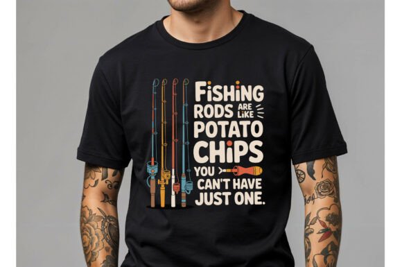 Fishing Rods Like Potato Chips Graphics for T-Shirt Designs