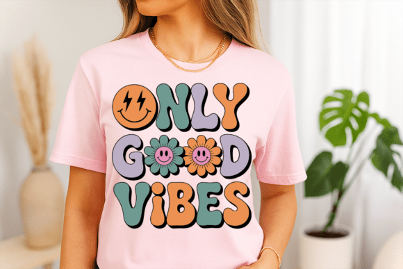 Only Good Vibes Retro Smiley Graphics for T-Shirt Designs